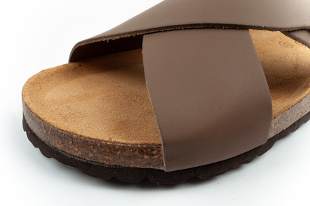 Bio Bio Herren-Flip-Flops, vorgeformte Zehentrenner, Naturleder, Braun