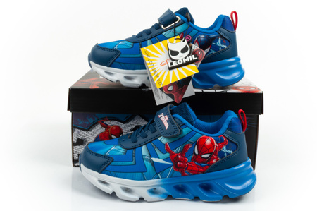 Leomil Spiderman Kinder-Sneaker, leicht, mit Klettverschluss und LED-Beleuchtung, blau