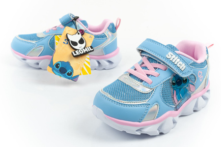 Leomil Kinder-Sportschuhe Stitch Leichte Sneaker mit Klettverschluss und LED-Beleuchtung, Blau
