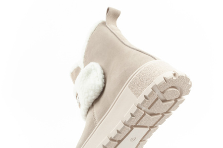 Lee Cooper Damen Stiefel Winterstiefel modisches Schaffell isoliertes Leder Beige