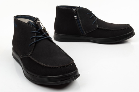 Elegante Herren-Ankle-Boots aus Leder mit Reißverschluss in Marineblau von Lee Cooper