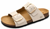 Bio Bio Damen-Flip-Flops, vorgeformte Zehentrenner, Naturleder, Beige