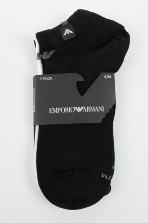 Emporio Armani Calza Baumwoll-Knöchelsocken, Komfortables 3er-Pack, Marineblau, Schwarz, Weiß