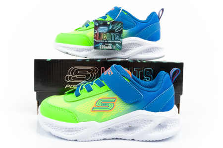 Skechers S Lights Kinder Sportschuhe Jungen leichte bequeme LED blau