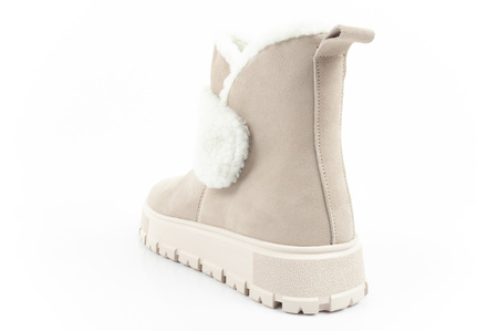 Lee Cooper Damen Stiefel Winterstiefel modisches Schaffell isoliertes Leder Beige