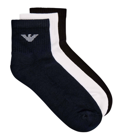 Emporio Armani Herren-Socken, bequeme Baumwolle, 3er-Pack, Weiß, Marineblau, Schwarz