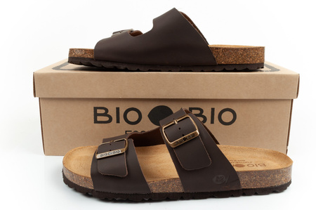 Bio Bio Herren-Flip-Flops, vorgeformte Zehentrenner, Naturleder, Braun