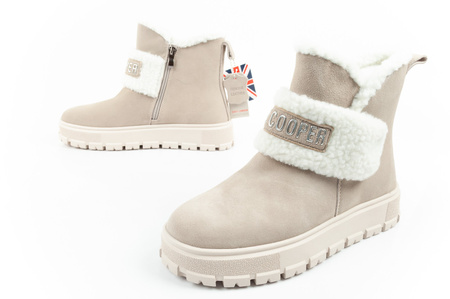 Lee Cooper Damen Stiefel Winterstiefel modisches Schaffell isoliertes Leder Beige