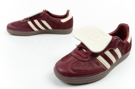 Adidas Samba Damen-Sportschuhe, Modische Leder-Sneaker, Burgunderrot