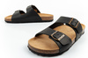 Bio Bio Herren-Flip-Flops, vorgeformte Zehenstegsohlen, Naturleder, Schwarz