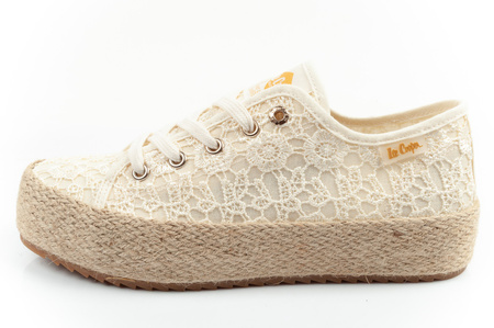 Lee Cooper Damen-Sneaker mit Schnürung, beige Plateau