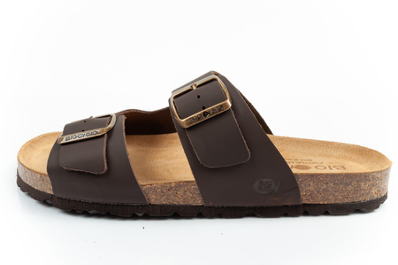 Bio Bio Herren-Flip-Flops, vorgeformte Zehentrenner, Naturleder, Braun