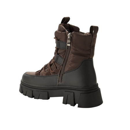 Braune, gefütterte Winterstiefeletten für Damen von Lee Cooper mit Reißverschluss