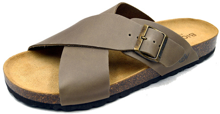Bio Bio Herren-Flip-Flops, vorgeformte Zehentrenner, Naturleder, Braun