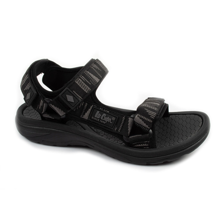 Lee Cooper Herren-Sandalen mit Klettverschluss für den Sommer und den Strand, leicht, schwarz