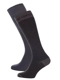 Emporio Armani Graue Baumwoll-Kniestrümpfe, 2er-Pack