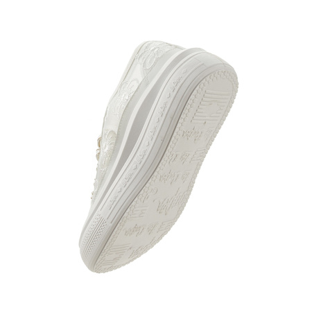 Lee Cooper Damen-Plateau-Sneaker in Weiß mit Schnürung