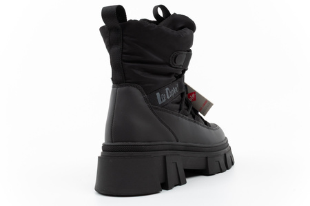 Schwarze, gefütterte Winterstiefeletten für Damen von Lee Cooper mit Reißverschluss