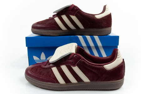 Adidas Samba Damen-Sportschuhe, Modische Leder-Sneaker, Burgunderrot