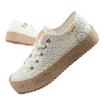 Lee Cooper Damen-Sneaker mit Schnürung, Weiß mit Plateau