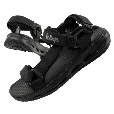 Lee Cooper Herren-Sandalen mit Klettverschluss für den Sommer, leicht, schwarz