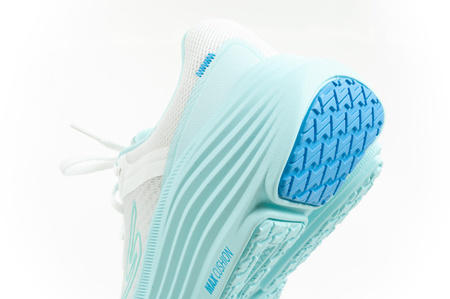 Skechers Max Cushioning [129470/WLB] Damen Sportschuhe zum Laufen, weiß und blau.