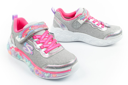Skechers S Lights LED-Sneaker für Mädchen mit Klettverschluss, Grau