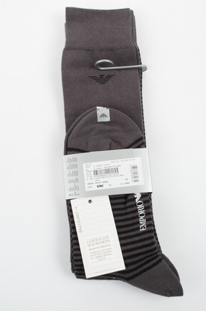 Emporio Armani Graue Baumwoll-Kniestrümpfe, 2er-Pack