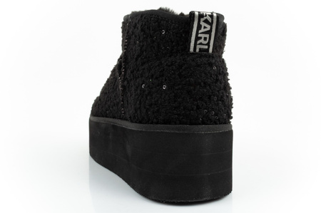 Karl Lagerfeld Thermo Damen Schneestiefel Stiefeletten mit Fell schwarz [KL48522W W0S]
