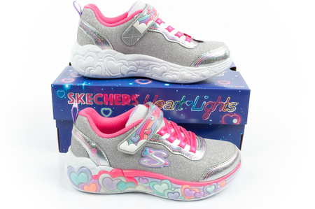 Skechers S Lights LED-Sneaker für Mädchen mit Klettverschluss, Grau