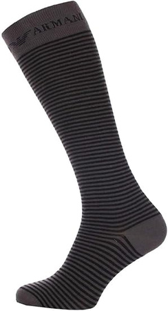 Emporio Armani Graue Baumwoll-Kniestrümpfe, 2er-Pack