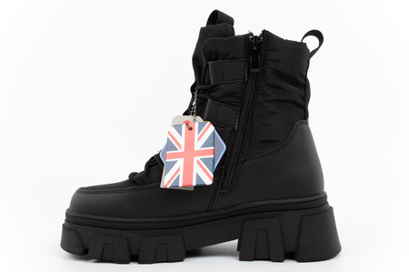 Schwarze, gefütterte Winterstiefeletten für Damen von Lee Cooper mit Reißverschluss