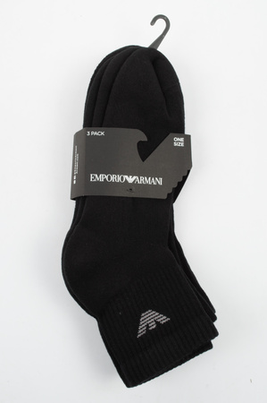 Emporio Armani Herren-Baumwollsocken, Schwarz, 3er-Pack