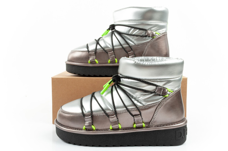 D.Franklin Damen Winterstiefel, modische, isolierte, silberne Stiefeletten