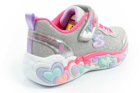 Skechers S Lights LED-Sneaker für Mädchen mit Klettverschluss, Grau