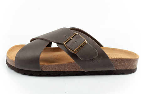 Bio Bio Herren-Flip-Flops, vorgeformte Zehentrenner, Naturleder, Braun