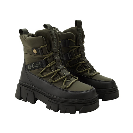 Lee Cooper Winterstiefeletten für Damen – gefüttert, in Khaki, mit Reißverschluss