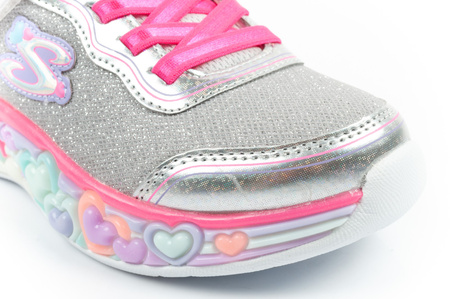 Skechers S Lights LED-Sneaker für Mädchen mit Klettverschluss, Grau