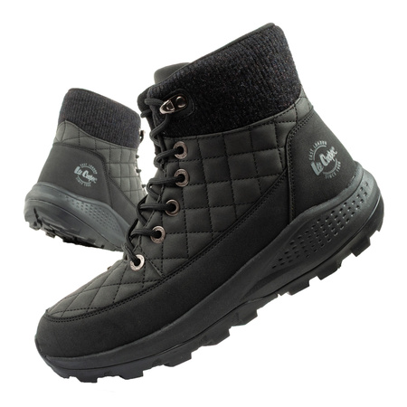 Lee Cooper Damen Winter-Wanderschuhe, Schwarzes Kunstleder