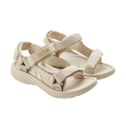 Lee Cooper Damen-Sandalen mit Klettverschluss für den Sommer, hellbeige und cremefarben