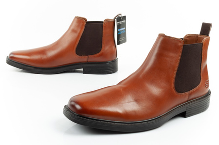 Skechers Herren Chelsea Boots Miller-Boris Elegantes Leder Braun