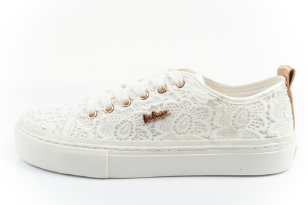 Lee Cooper Damen-Sneaker, modische weiße Schnürung