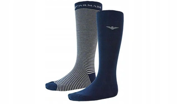 Emporio Armani Kniestrümpfe aus Baumwolle, Marineblau, 2er-Pack