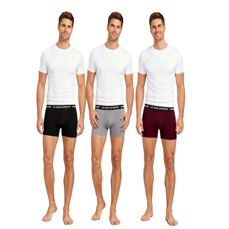 Le Coq Sportif Boxershorts Unterhosen Herren 3er-Pack schwarz grau weinrot