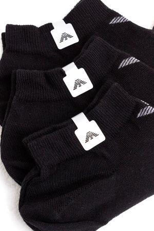 Emporio Armani Calza Baumwoll-Knöchelsocken, Schwarz, Komfortabel, 3er-Pack