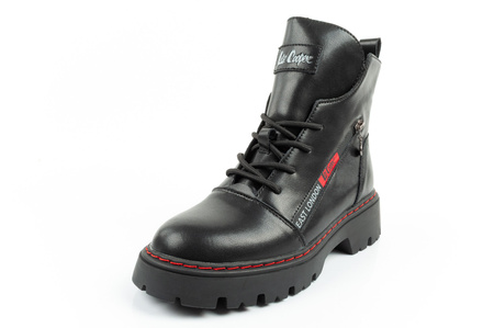 Lee Cooper Stiefel, Damen-Wanderstiefel, Chelsea Boots aus Leder, Schwarz und Rot