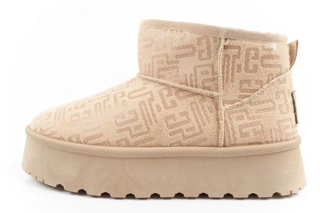 Lee Cooper Damen Winter Schneestiefel Modische Fell gefütterte Stiefeletten Beige