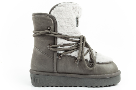 D. Franklin Damen Winterstiefel, modisches Fellfutter, Grau