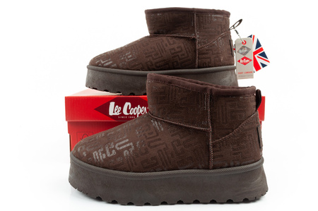 Lee Cooper Damen Winter Schneestiefel Modische Fellgefütterte Stiefeletten Dunkelbraun