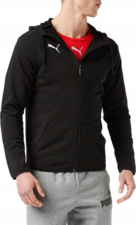 Puma Herren-Sport-Sweatshirt mit Kapuze und durchgehendem Reißverschluss, schwarz, aus Baumwolle